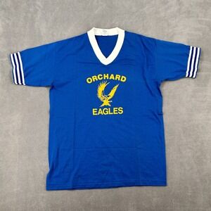 VTG 80s MJ Soffe Company Orchard Farm High School Eagles T Shirt Sz L Blue